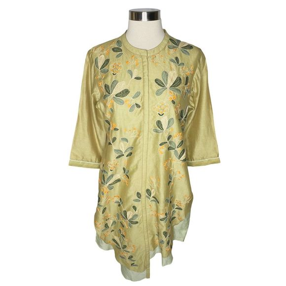 AMPM Ankur Modi | Privanka Modi Shades of Green Floral Kaftan - Size Medium - Picture 4 of 6